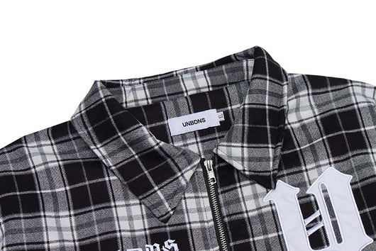 Chaqueta Acolchada de Algodón con Cuadros y Letras Bordadas para Hombre - Image 3