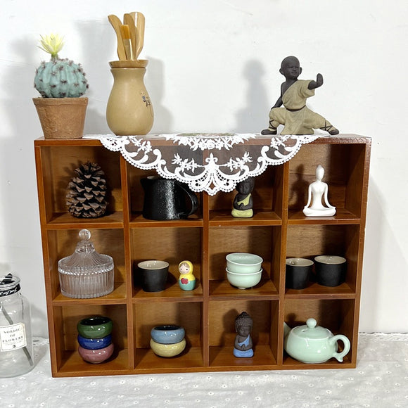 Gabinete Retro de Madera Maciza con 12 Compartimentos para Tazas