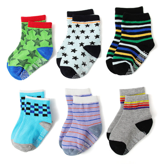 Calcetines Infantiles de Algodón con Diseño de Rayas y Suela Antideslizante - Image 11
