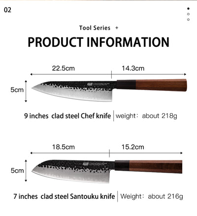 Set de 4 Cuchillos Japoneses Profesionales Nakiri y Santoku con Mango Octagonal - Image 11