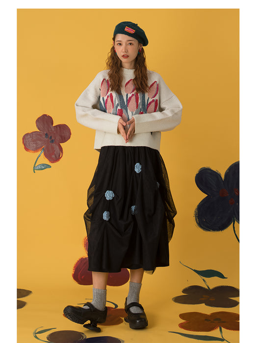 Suéter Holgado con Estampado Vintage de Tulipanes - Image 32