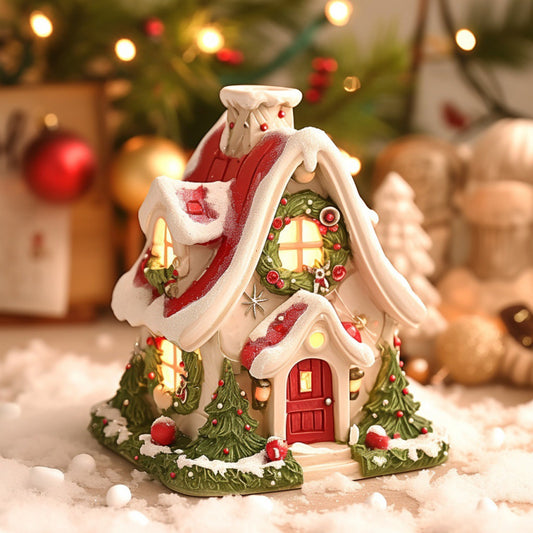 Difusor Aromático Casita Luminosa de Resina - Decoración Navideña para el Hogar
