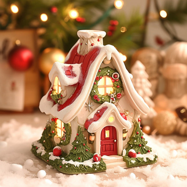 Difusor Aromático Casita Luminosa de Resina - Decoración Navideña para el Hogar