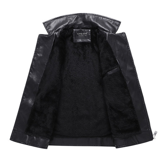 Chaqueta de Cuero para Hombre con Solapa Térmica de Forro Polar - Image 2