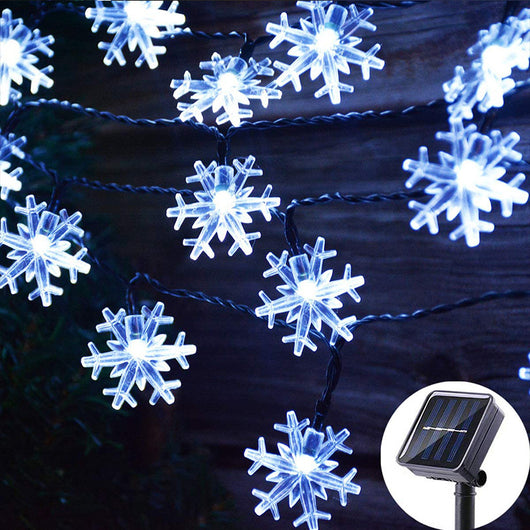 Guirnalda Solar de Copos de Nieve LED para Decoración Navideña - Image 6