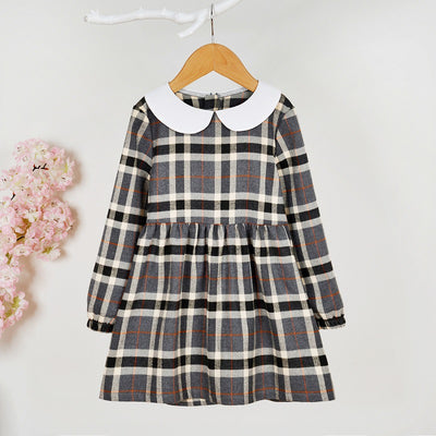 Vestido Princesa Niña Estilo Occidental a Cuadros para Otoño - Image 4