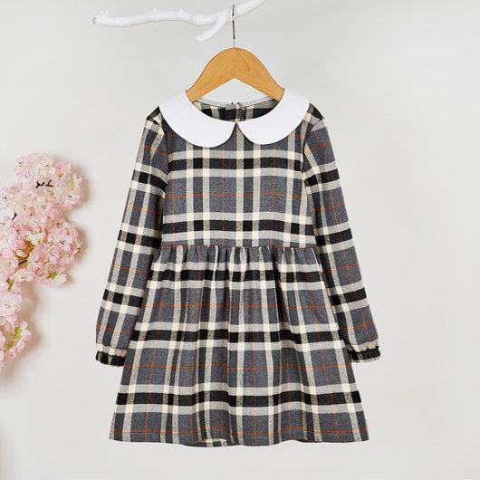 Vestido Princesa Niña Estilo Occidental a Cuadros para Otoño - Image 4