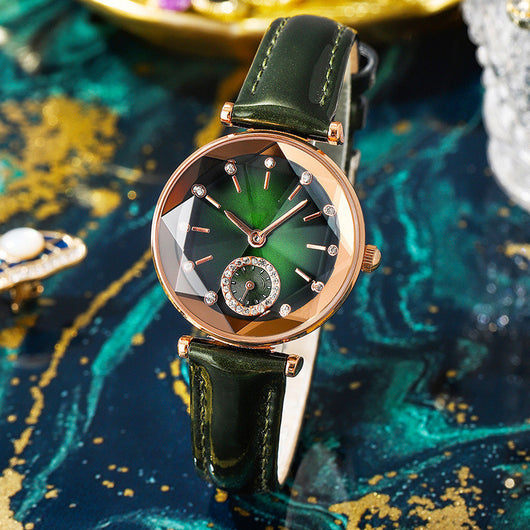 Reloj Pulsera Diamantes para Mujer con Correa de Cuero - Image 3