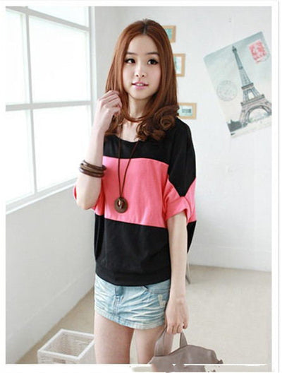 Blusa Suelta con Mangas Murciélago y Rayas - Image 3