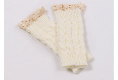 Guantes Tejidos Largos Calefactores con Encaje y Dedos Libres - Image 3
