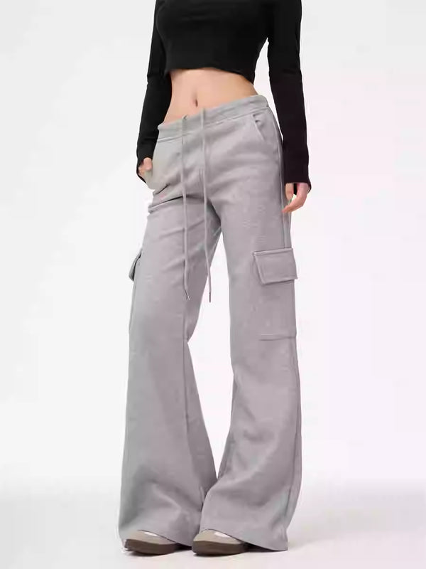 Pantalones de Pierna Ancha Gris para Mujer - Comodidad Deportiva