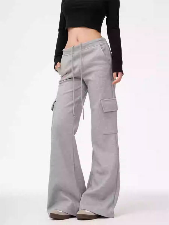 Pantalones de Pierna Ancha Gris para Mujer - Comodidad Deportiva