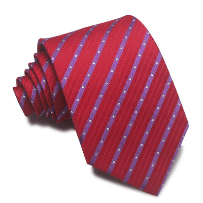 Corbata Jacquard Rayada 8CM para Hombre - Rojo, Negro y Azul - Image 8