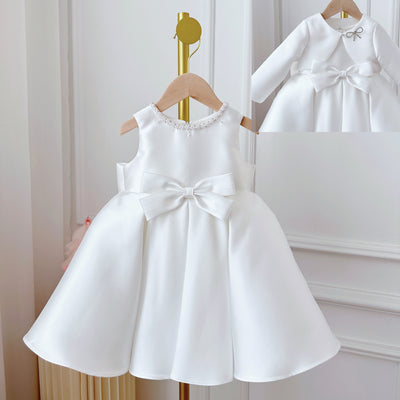 Conjunto de Dos Piezas Estilo Coreano para Niña - Vestido Blanco Clásico - Image 6