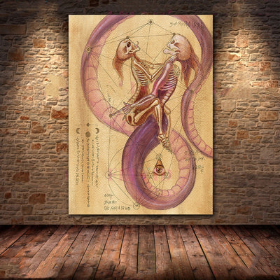Cuadro Lienzo de Arte Geométrico Sagrado con Demonio Oscuro - Image 4
