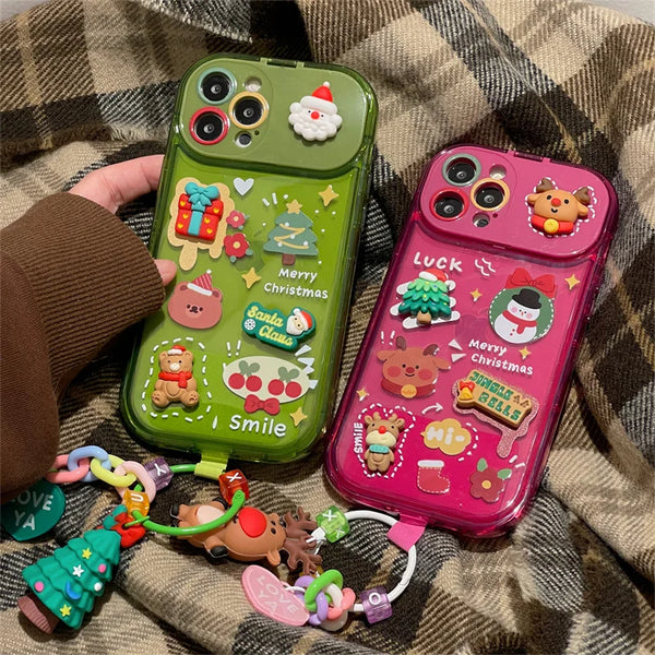 Funda iPhone Navideña con Diseño de Reno y Papá Noel - Protección Silicona Flip para iPhone 15, 14, 13, 12, 11 Pro Max