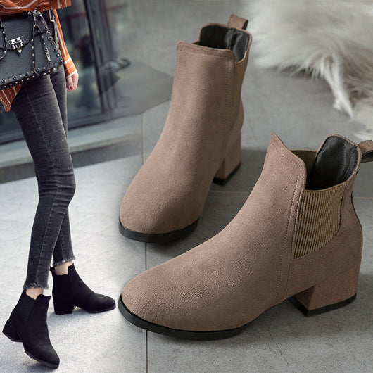 Botines de Ante con Tacón Robusto para Mujer - Image 3