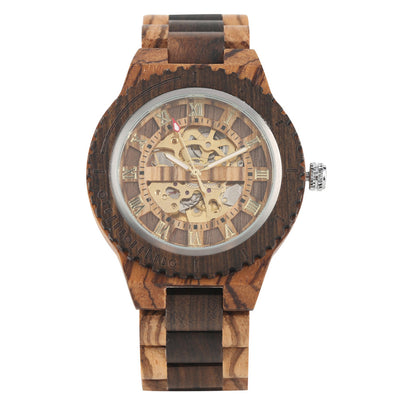 Reloj Automático de Madera de Bambú con Engranajes Mecánicos - Image 11