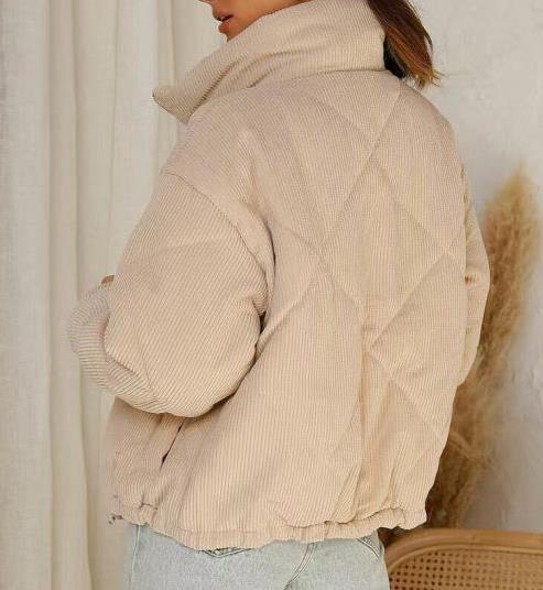 Chaqueta Acolchada de Pana con Cuello Alto y Cierre de Cremallera - Image 5