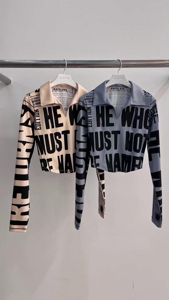 Blusa Manga Larga Combinada con Letras para Mujer