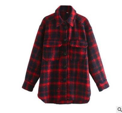 Chaqueta de Lana a Cuadros Suelta para Mujer - Image 10