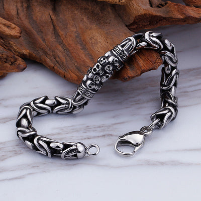 Pulsera de Cadena Trenzada Gótica Skeleton Punk Metal para Hombre - Image 8