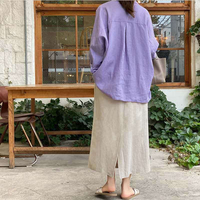 Blusa Vintage de Algodón y Lino Púrpura - Image 3