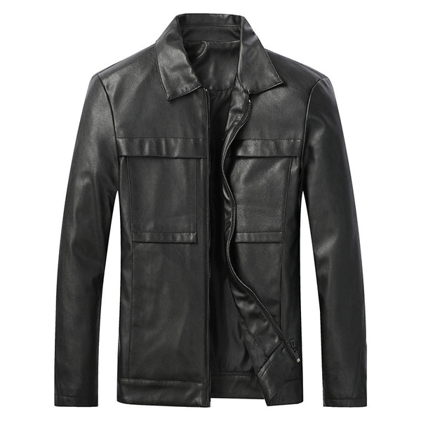 Chaqueta de Cuero para Motociclista Slim Fit Casual