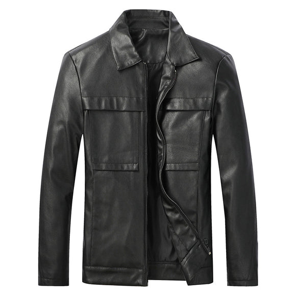 Chaqueta de Cuero para Motociclista Slim Fit Casual