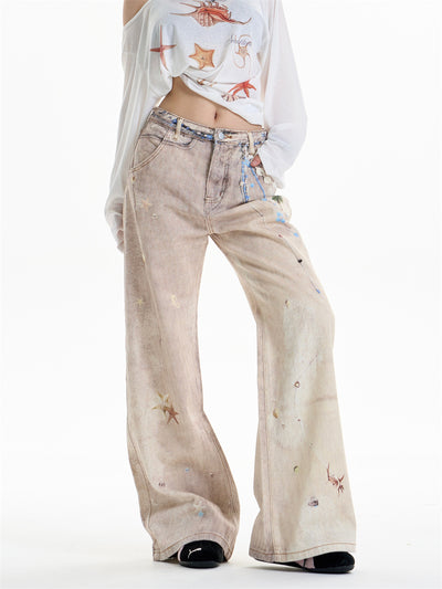 Pantalones Rectos Anchos Vintage con Estampado de Cadena para Mujer - Image 8