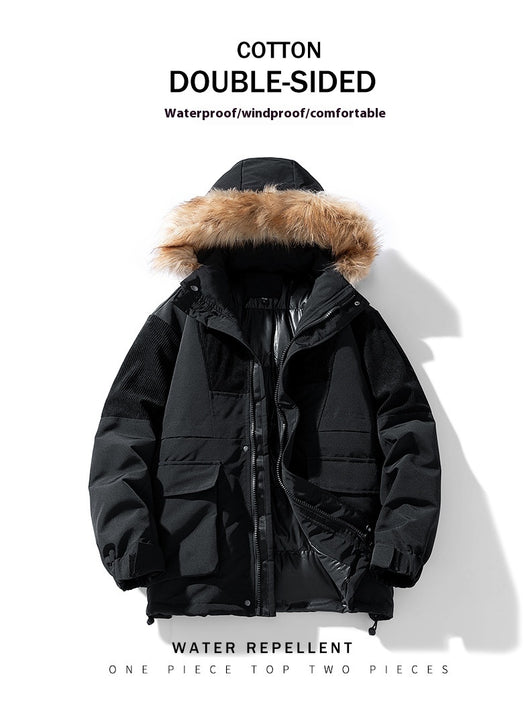 Abrigo Grueso para Hombre con Cuello de Piel - Otoño e Invierno - Image 8