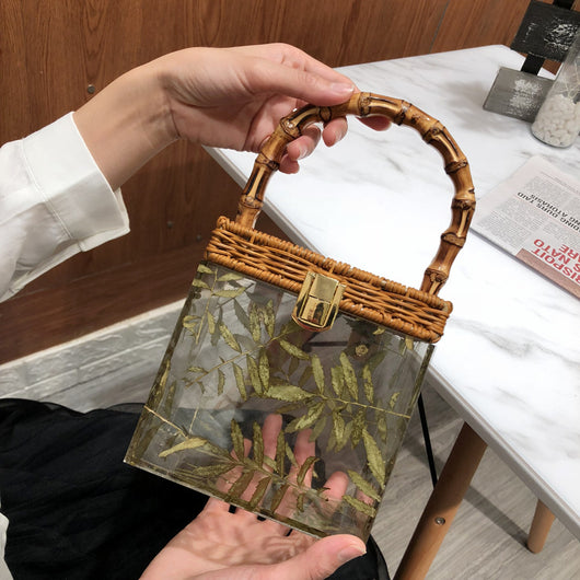 Bolsa de Mano Acrílica Transparente con Detalles de Bambú - Verano - Image 8