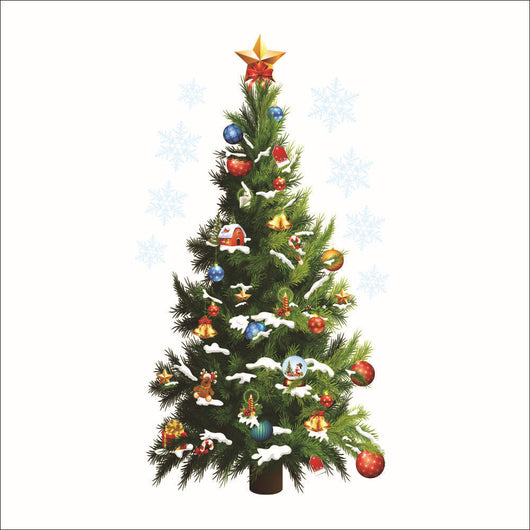 Vinilo Decorativo Navideño 3D - Árbol, Estrellas y Copos de Nieve Removible - Image 2