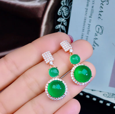 Conjunto de Calcedonia Verde Natural Tipo Hielo - Cristal Zhengyang - Image 5