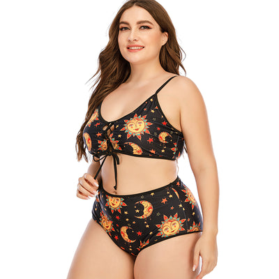 Bikini de Cintura Alta con Tiras Cruzadas y Estampado Digital - Image 5