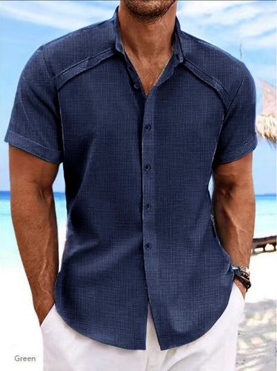 Camisa Hawaiana Casual de Manga Corta Color Sólido - Image 8