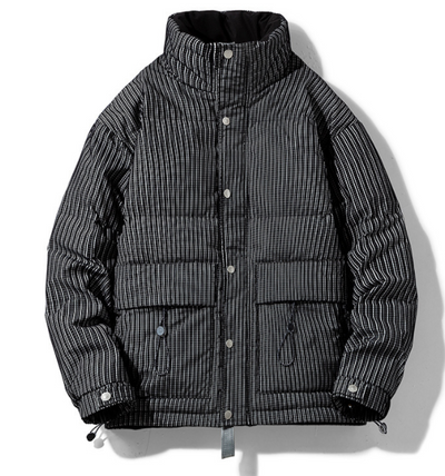 Chaqueta Acolchada Suelta a Rayas para Hombre - Image 5