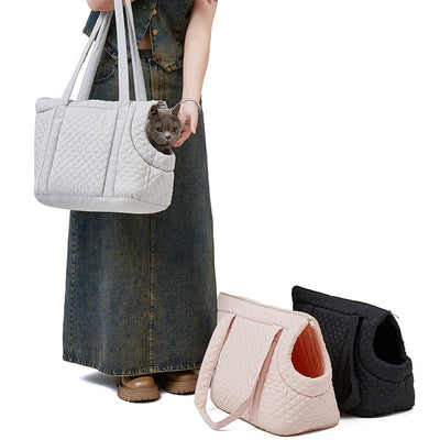 Bolsa Transportadora Acolchada para Mascotas Estilo Coreano Otoño-Invierno