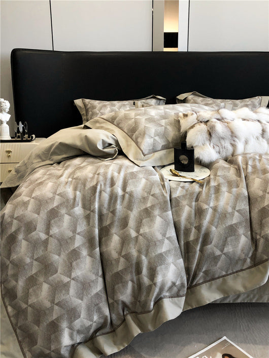 Juego de Cama de Algodón Pima de 4 Piezas Estampado - Image 9