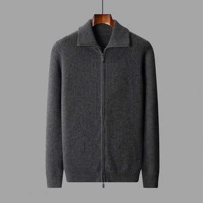 Cardigan de Lana Pura con Cierre para Hombre - Abrigo Solapa Otoño Invierno - Image 6