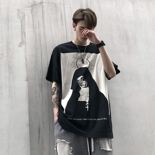 Camiseta Suelta Estampada Madrina para Hombre - Image 11