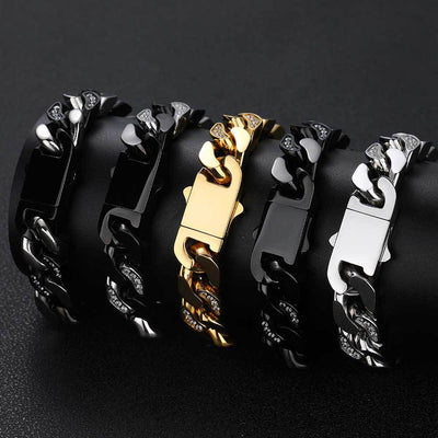 Pulsera de Acero Titanio para Hombre con Circonitas y Acabado Facetado - Image 3