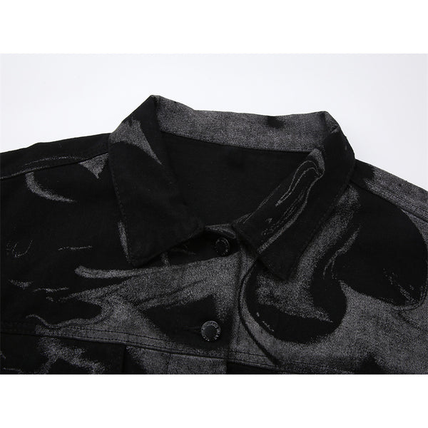 Chaqueta Denim Suelta Tie Dye Manga Larga Versátil para Mujer
