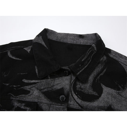 Chaqueta Denim Suelta Tie Dye Manga Larga Versátil para Mujer - Image 2