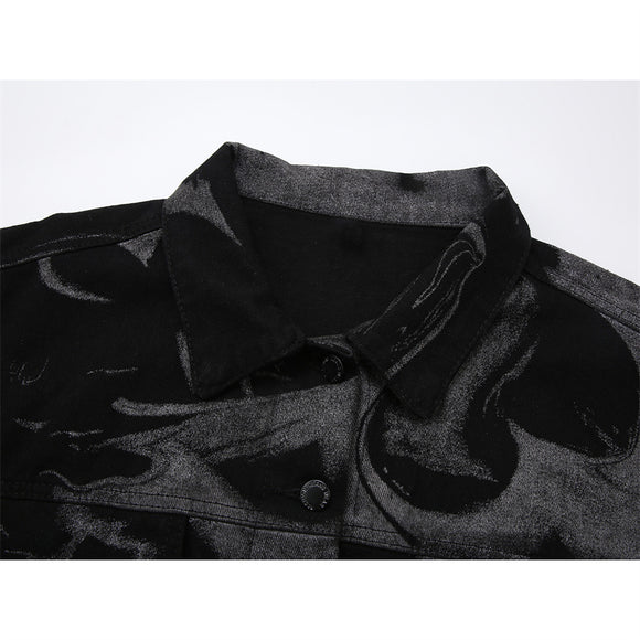 Chaqueta Denim Suelta Tie Dye Manga Larga Versátil para Mujer