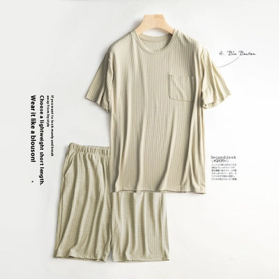 Conjunto de Pijama Ligero para Hombre - Camiseta y Shorts de Verano - Image 12