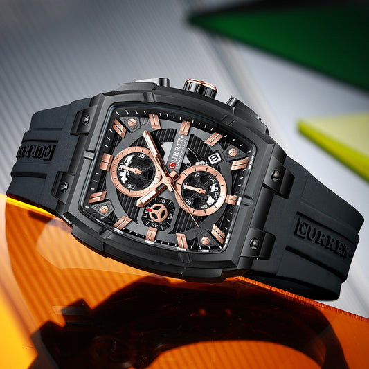 Reloj de Pulsera Hombre Impermeable con Calendario y Seis Agujas