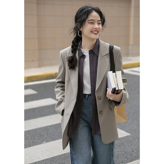 Blazer Casual Gris para Mujer - Primavera y Otoño