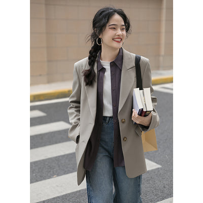 Blazer Casual Gris para Mujer - Primavera y Otoño