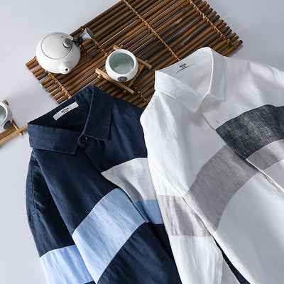 Camisa Hombre Cuello Suelto Algodón Lino Versátil para Playa - Image 2
